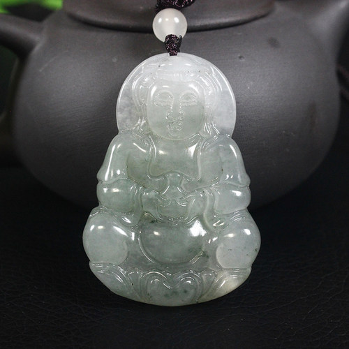 正品桂林鸡血玉贵妃料观音吊坠挂件纯天然玉石A货冰种飘花带证书