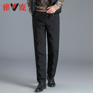 雅鹿羽绒裤男外穿中年爸爸直筒冬季加厚保暖商务休闲东北男士棉裤