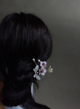 国风手工制作绒花掐丝兰花发簪日常发饰汉服旗袍马面裙国风新中式