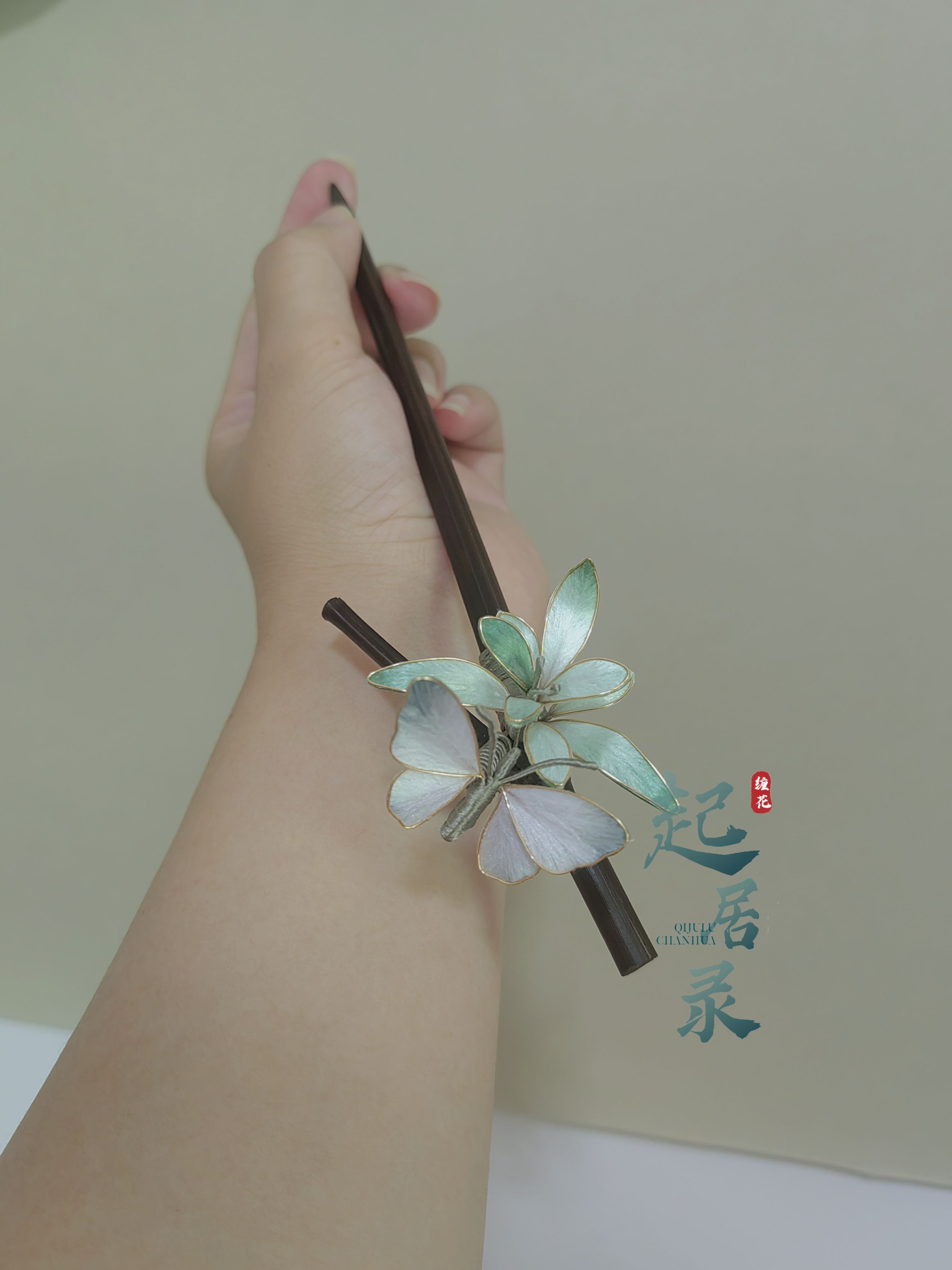 绒花发簪新中式高级感日常盘发丸子头发饰复古气质蝴蝶簪子女古风