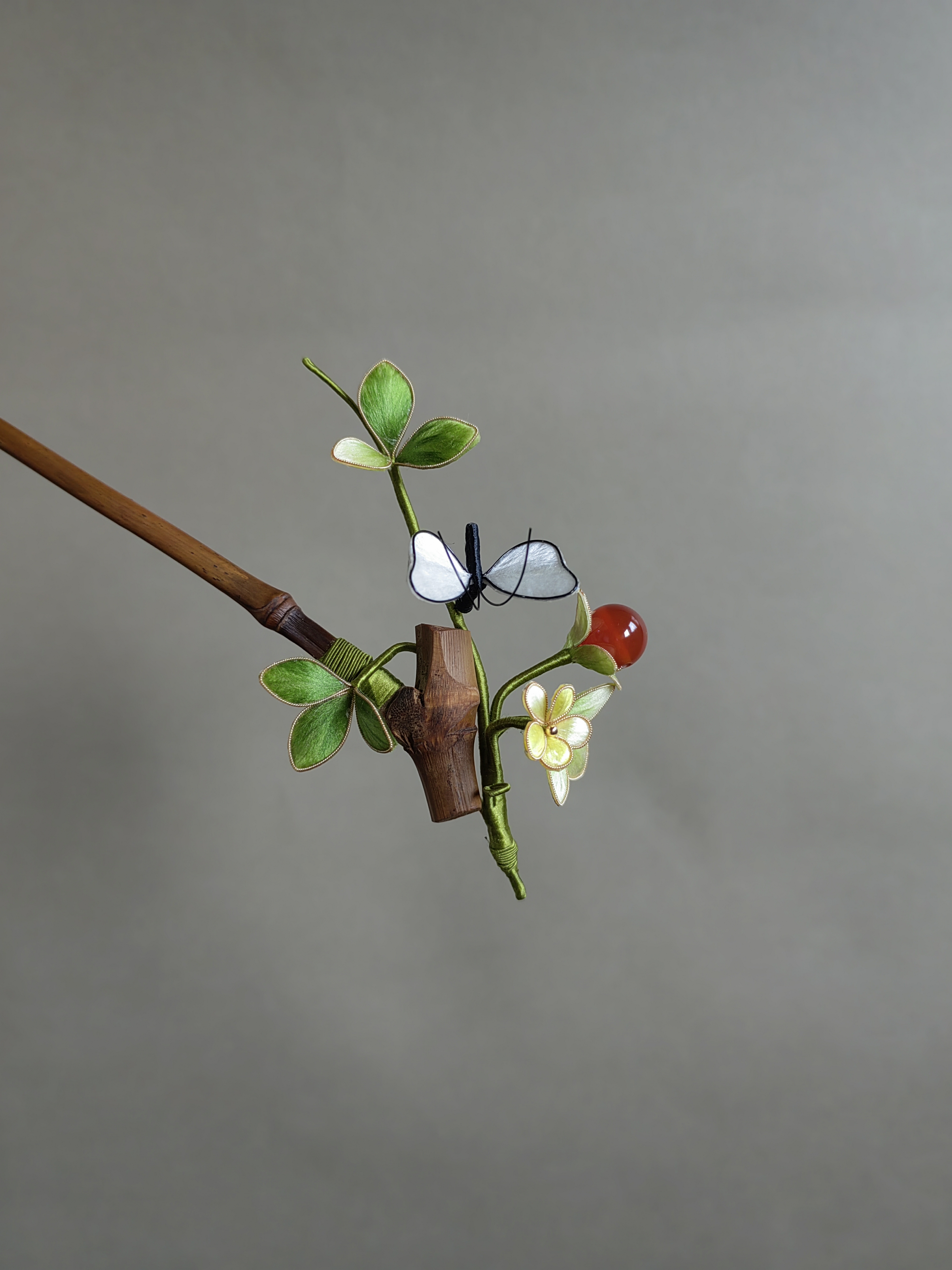 起居录原创非遗掐丝蛇莓绒花发簪古风汉服发饰汉服旗袍马面裙头饰