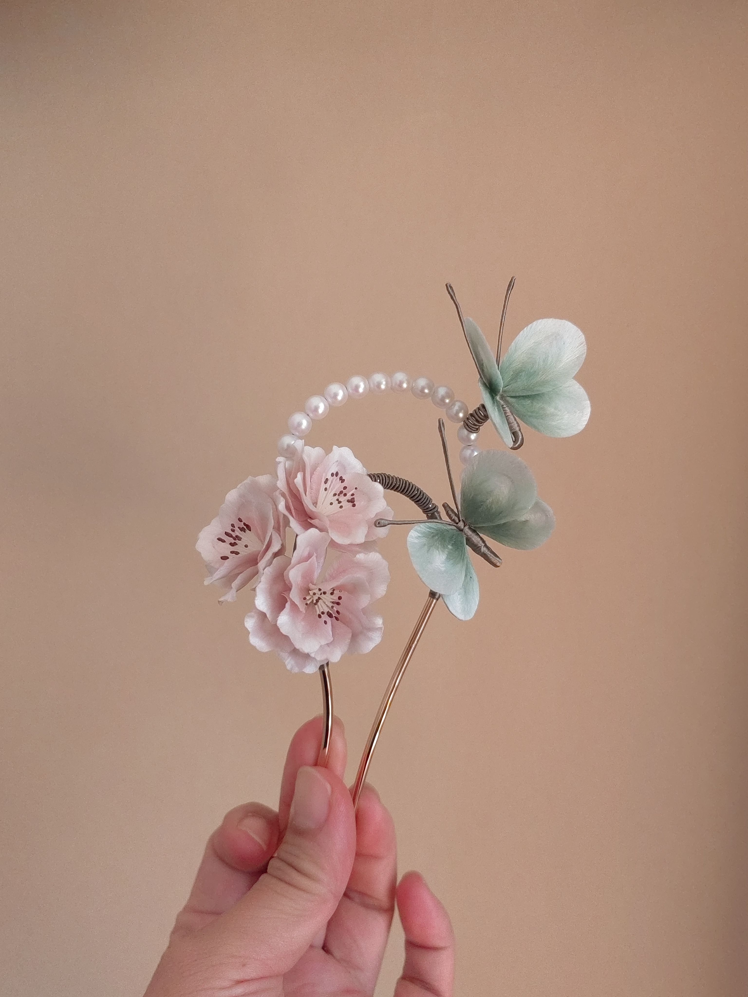 起居录改版非遗绒花颤枝蝴蝶发簪发钗汉服旗袍国风手作头饰礼品