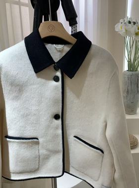 ROSEALYSSA若诗莉莎女2025冬季拼色羊毛毛呢外套R5402-2704 1499