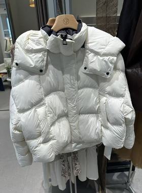 ROSEALYSSA若诗莉莎2025冬新拼色短款连帽羽绒服R5404-2301-1399