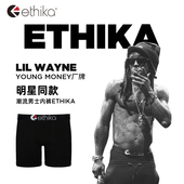 运动内裤 Ethika 男防磨裆 纯色棉质加长短裤 男士 断电黑 明星同款