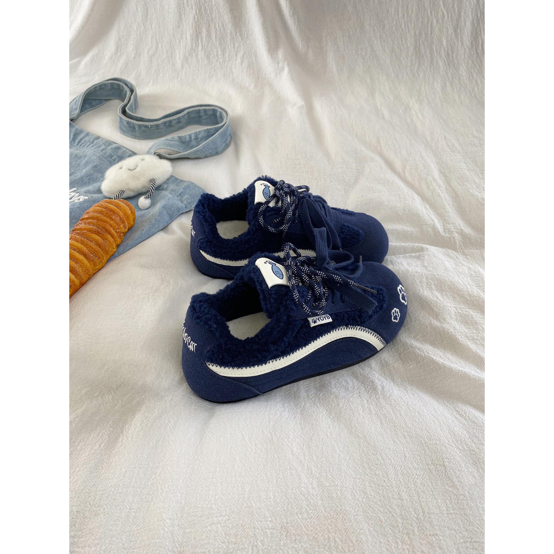 加绒德训鞋子女2025冬季新款爆款保暖厚底防滑学生百搭休闲二棉鞋