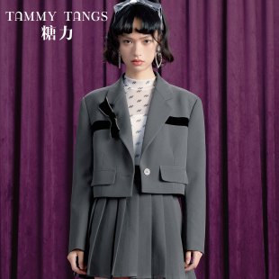 商场同款 饰小西装 糖力 仿钻蝴蝶结装 外套女短款 精致造型感