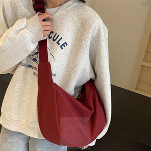 帆布包女斜挎包大学生上课包包ins韩风大容量日系纯色单肩包男潮