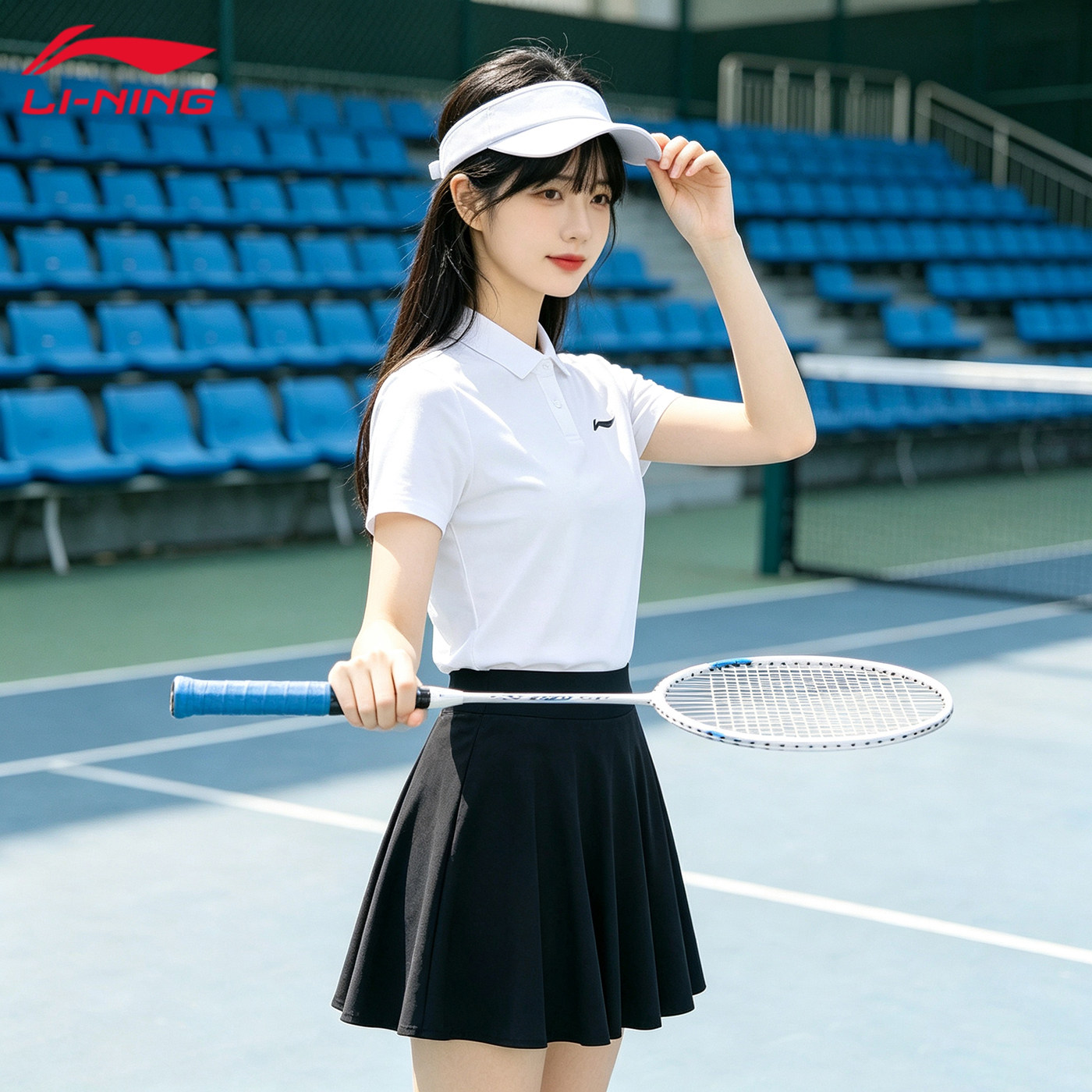 李宁羽毛球服女2026新款速干透气高颜值学院风运动跑步健身套装