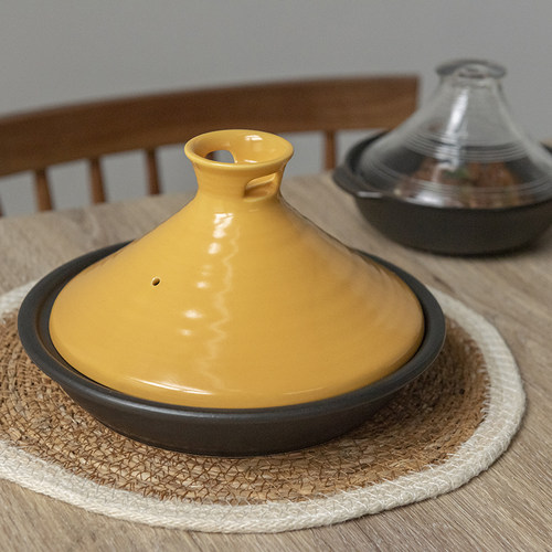 日本进口陶土塔吉锅日式耐高温土锅砂锅摩洛哥炖锅家用浅口煎饺