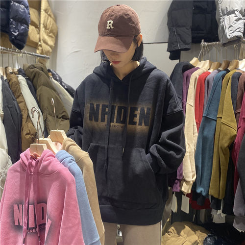 TT加绒加厚宽松纯棉韩版连帽卫衣