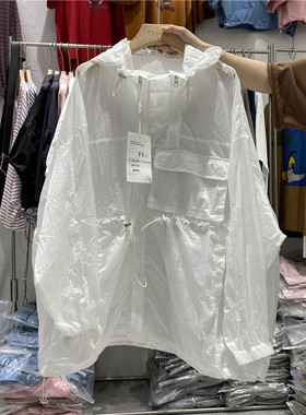 TYJR防晒衣2023夏季新款宽松透气薄款中长连帽防晒服外套女86125