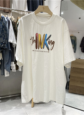 TYJR短袖T恤女新款爆款夏季韩系圆领纯棉字母宽松上衣女95153