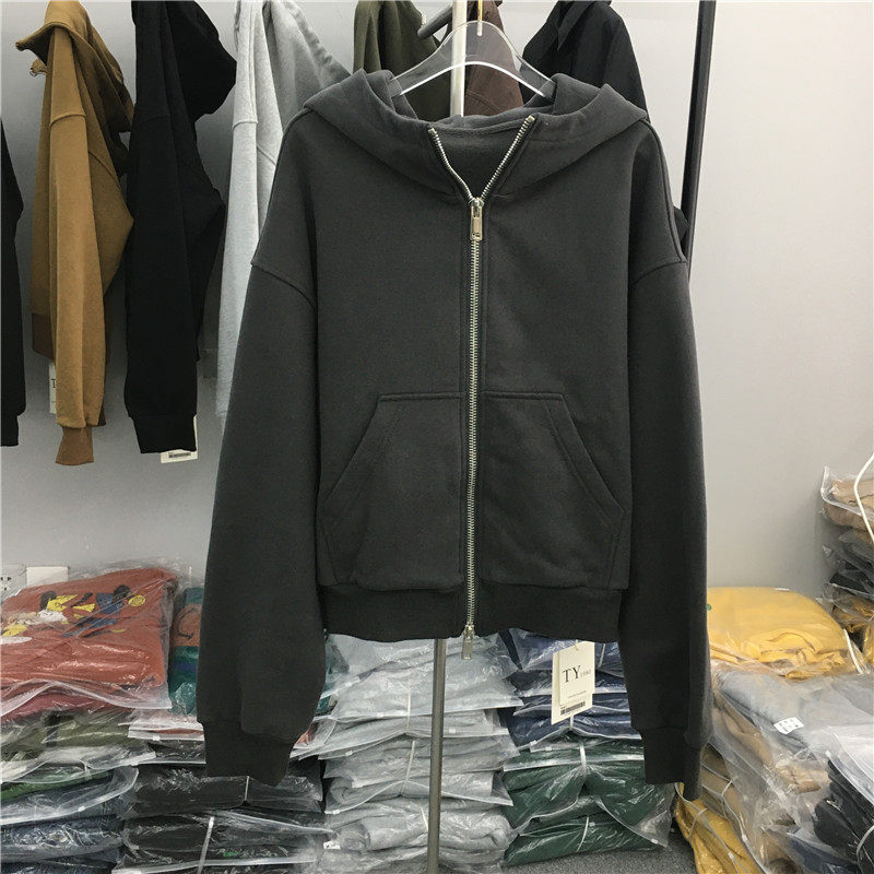 TY1980加绒开衫卫衣外套女2022冬季新款宽松短款连帽运动上衣5670