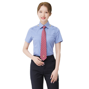 23式铁路制服长短袖女衬衫2025秋季款蓝色衬衣工作服铁路外穿制服