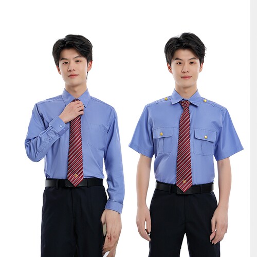 新式铁路衬衫制服蓝色乘务员半袖