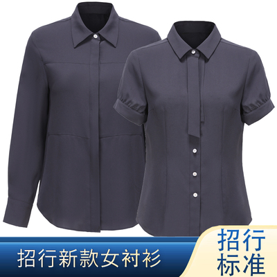 2025新款招行紫灰色衬衫女工装