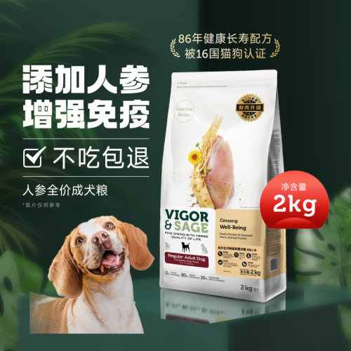 灵萃|添加人参鲜肉成犬粮全价全犬种狗粮泰迪金毛比熊柯基柴犬2kg-封面