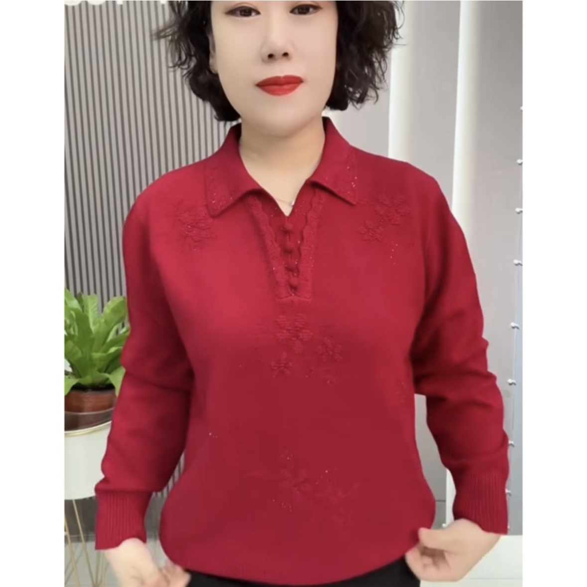 秋冬时尚翻领女士针织毛衣高档潮