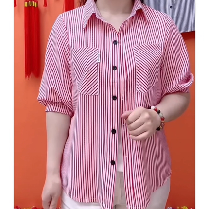条纹衬衫女士百搭春夏2026年新款百搭时尚小个子洋气上衣薄款衬衣