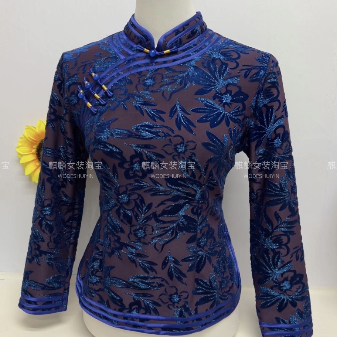 秋冬加绒国风花色时尚女士小衫潮