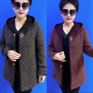 中老年妈妈装2025秋冬新款金貂绒大衣阔夫人加厚呢子外套时尚女装