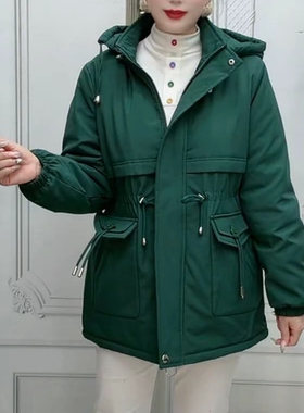 中老年妈妈冬装派克服外套中长款中老年棉衣女士秋冬加绒加厚棉服