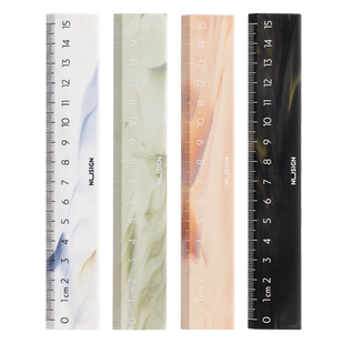 得力纽赛高颜值直尺自然流体尺子小学生用15cm绘图测量尺子一年级格尺量角器绘图测量几何刻度绘图函数尺文具
