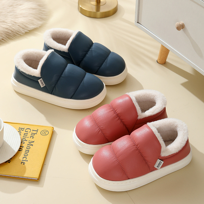 防水包跟保暖防滑厚底冬季棉拖鞋