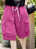 灯笼短裤 女夏2026新款 韩版 欧货大码 宽松系带抽绳大口袋休闲五分裤