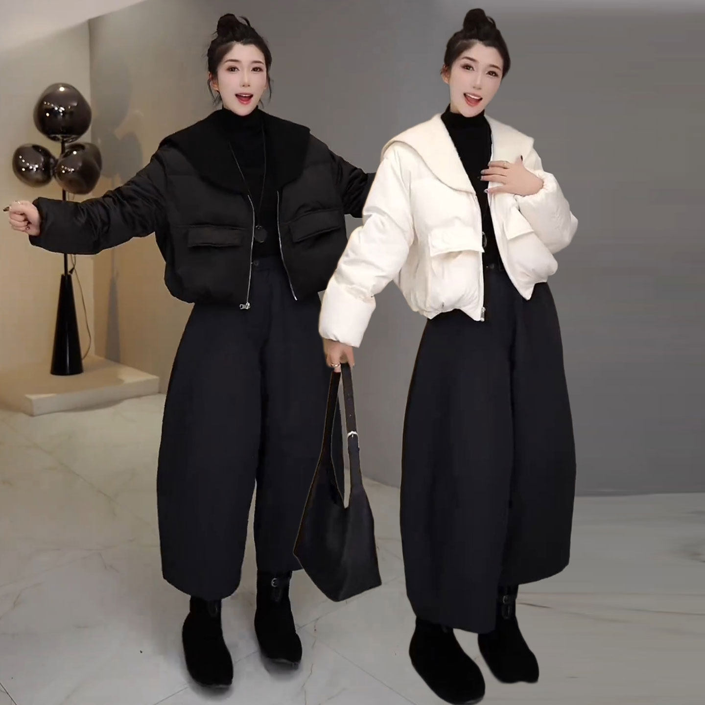 欧货时尚减龄套装女秋冬新款娃娃领羽绒服短外套加棉灯笼九分裤潮,女装/女士精品,时尚套装,淘宝优惠券,粉丝福利购,淘宝优惠卷