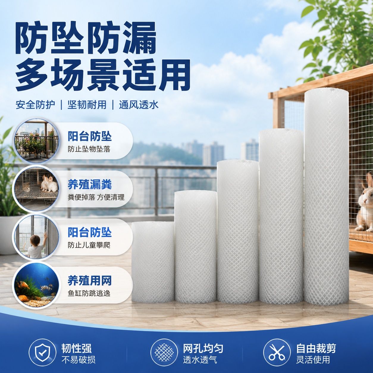 阳台防坠防漏塑料网格网