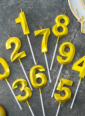 金色数字蜡烛0-9过生日蛋糕装饰周岁小蜡烛派对儿童卡通甜品装扮