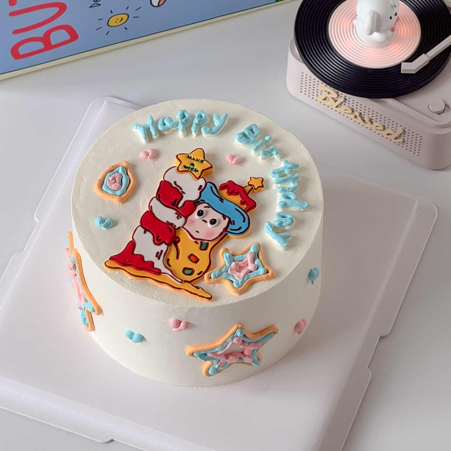 糖堡森林卡通抱蜡烛星星人翻糖切模生日蛋糕装饰烘焙模具塑料压模