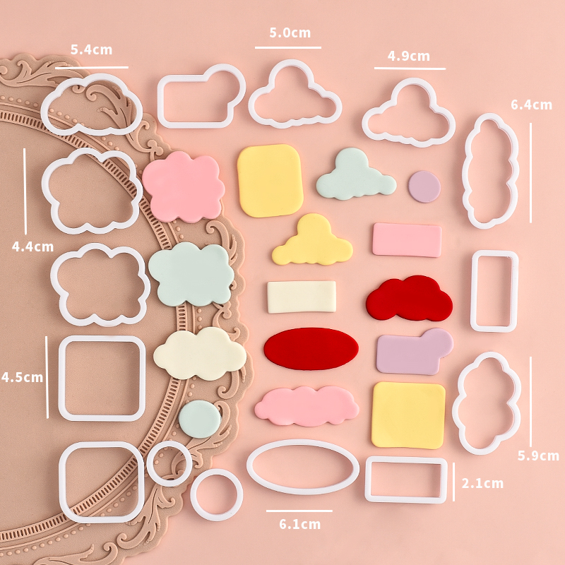 糖堡森林几何图案翻糖切模云朵椭圆圆形蛋糕装饰烘焙模具塑料压模