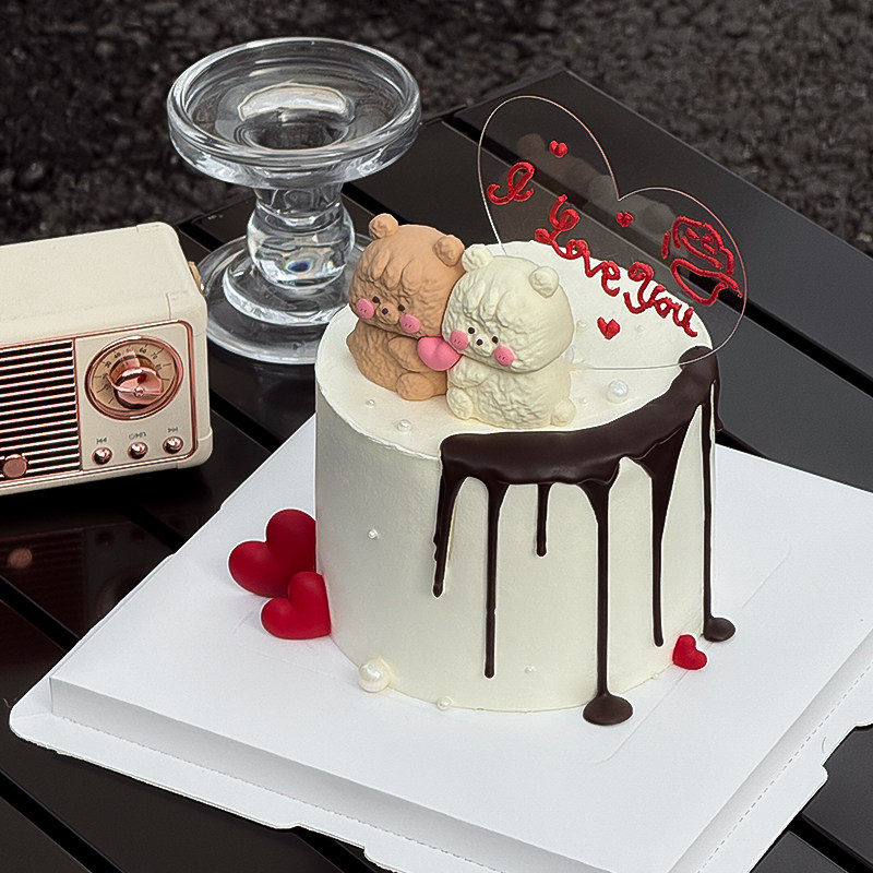 2025情人节520告白拥抱小熊蛋糕装饰摆件透明爱心亚克力烘焙插件,节庆用品/礼品,节日装扮用品,淘宝优惠券,粉丝福利购,淘宝优惠卷