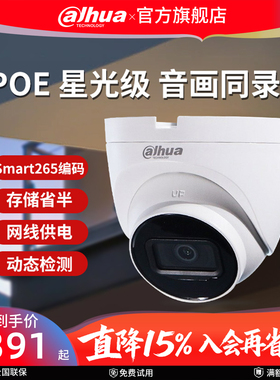 大华监控摄像头400万高清夜视小区店铺手机远程监控器HDW2433T-A