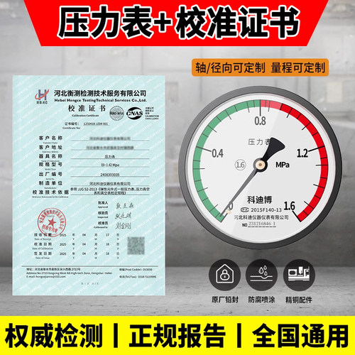 精准型压力表带检测报告全国统用