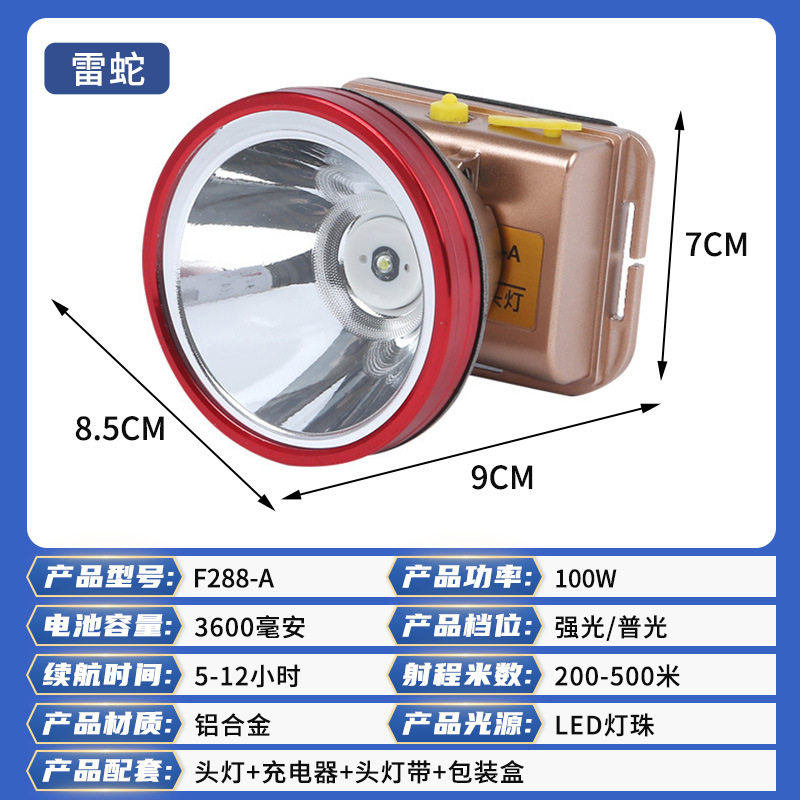 LED充电式锂电头灯100W大