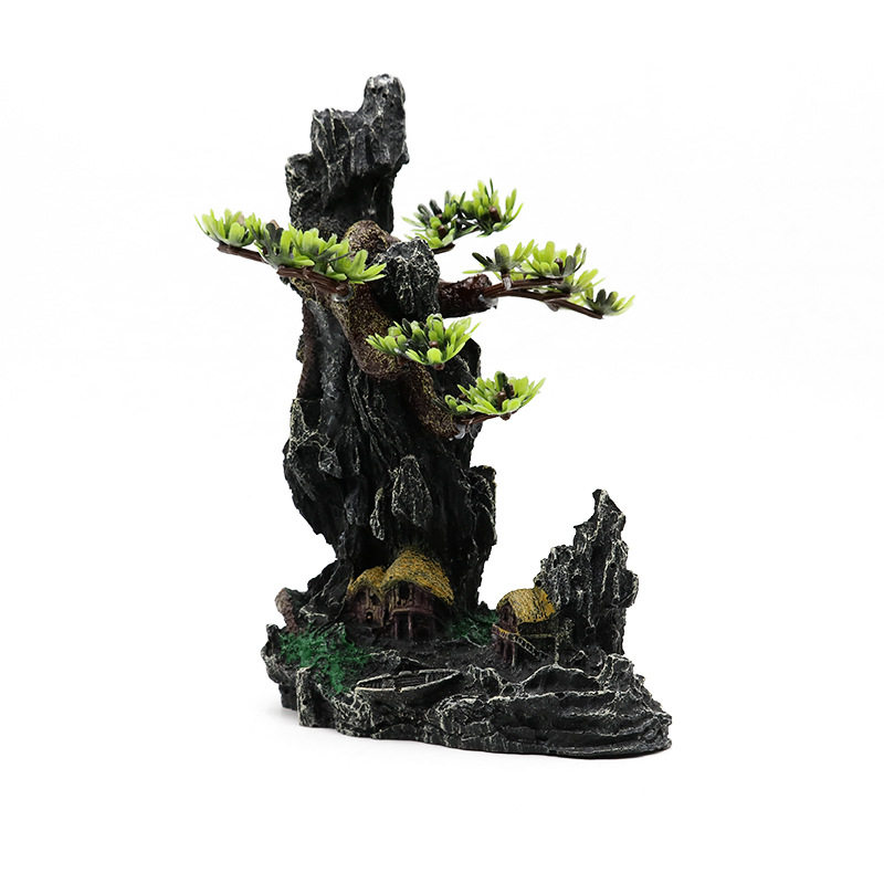 鱼缸造景树脂假山龟缸圆