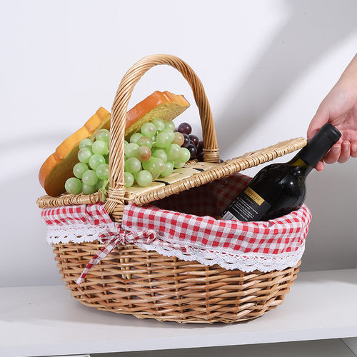 户外手提野餐篮藤编收纳
