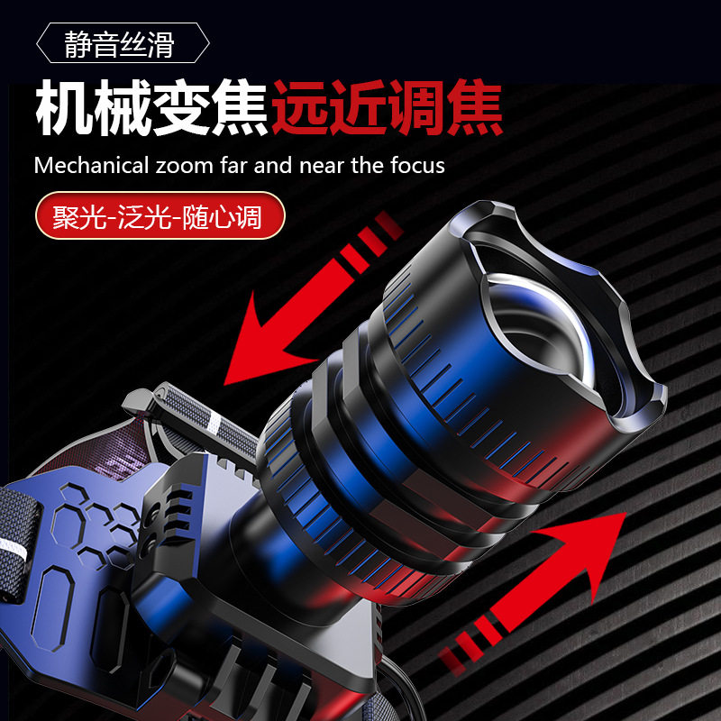 热销强光头灯远射Type-C