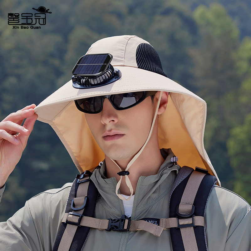 夏季披肩护颈防晒帽男士