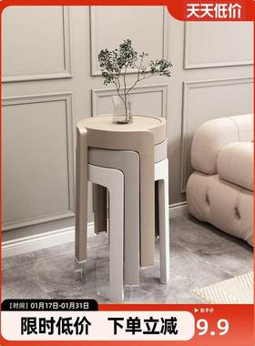 Nordic round stool plastic adult stackable high table chair1