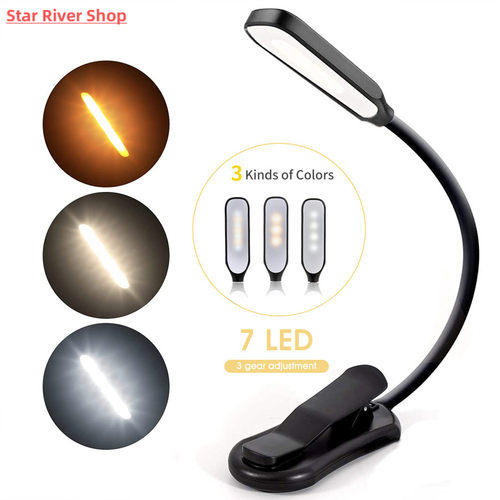Rechargeable Book Light Mini 7 LED Reading Light 3-Level War