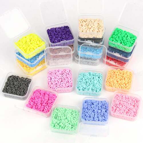 500pcs/Box 6mm Flat Round Polymer Clay Beads Box Set Chip Di