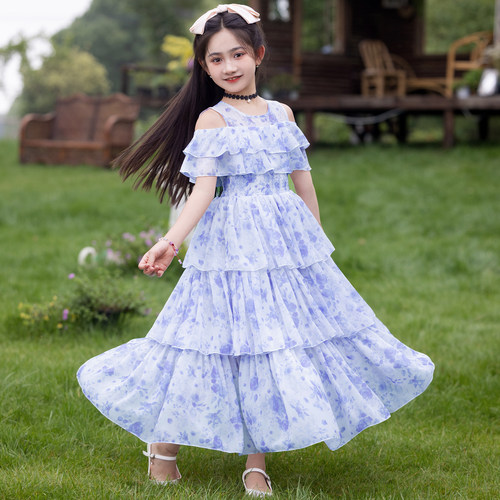 女童夏款连衣裙2026夏季新款洋气儿童雪纺裙子中大童薄款蛋糕裙
