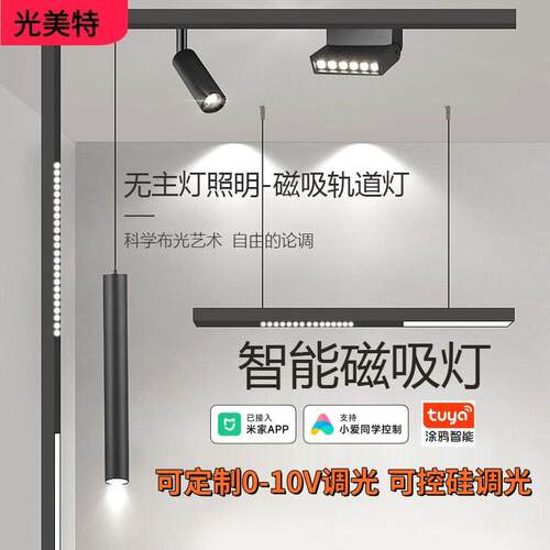 智能语音磁吸轨道灯已接入米家APP涂鸦zigbee0-10V调光磁吸轨道灯