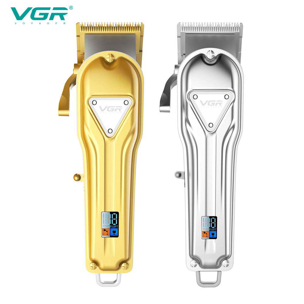 VGR新品全金属理发器充电式油头电推剪液晶数显专业大功率140