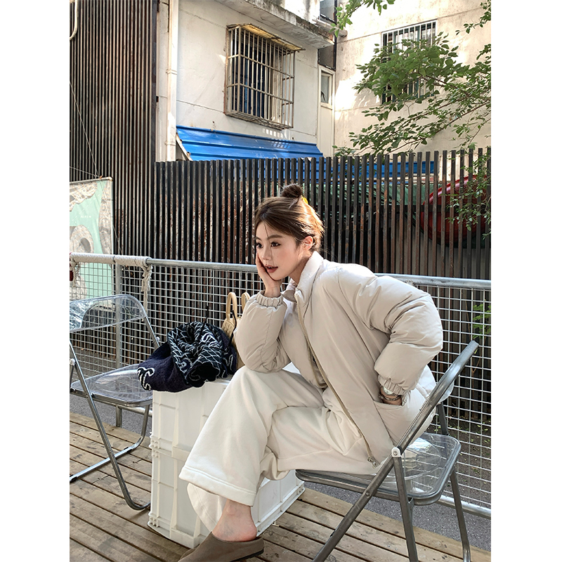 CHANGINGREAL灰调白羽绒服